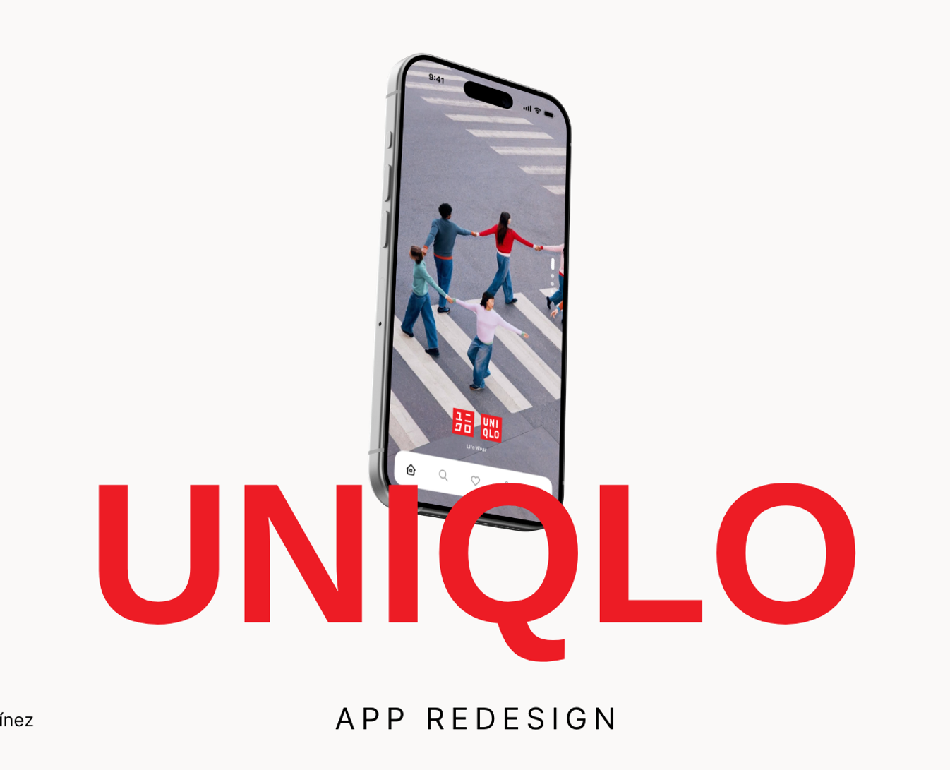 UNIQLO App Redesign — mockup de la app en un iPhone